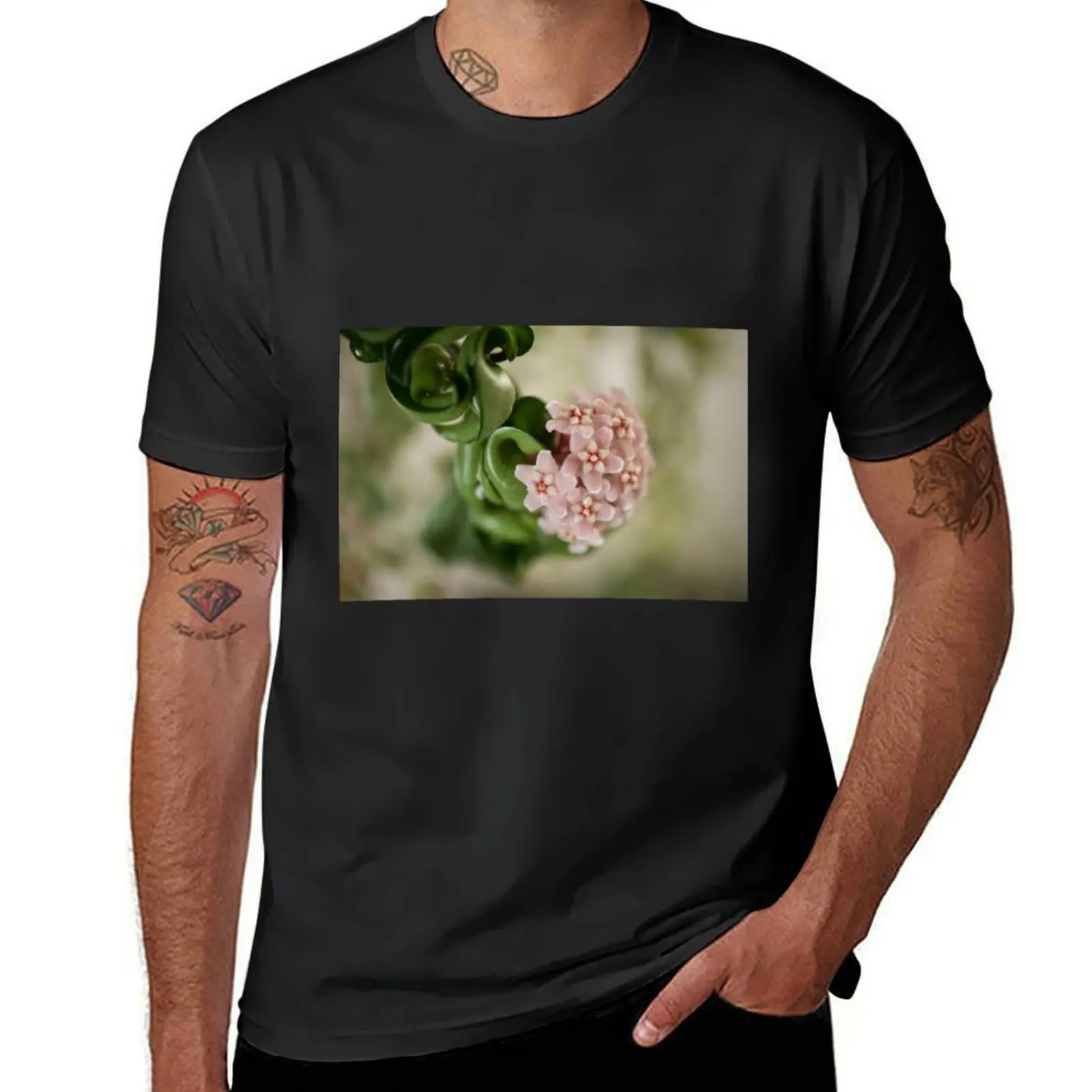 Camiseta Hoya Carnosa Compacta blossoms para hombre, diseño personalizado de gran tamaño, tus propias camisetas vintage