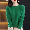 100% Pure Wool Women's Sweater O-Neck Knitted Pullover Cashmere Long Sleeve Underlay Korean Fit Fashion Women's Top 2