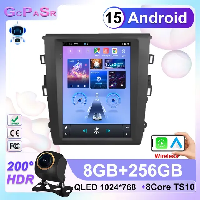 9.7 pouces Android 15 pour Ford Fusion Mondeo MK5 2013 - 2018 autoradio multimédia lecteur vidéo Navigation GPS 4G sans fil Carplay 1