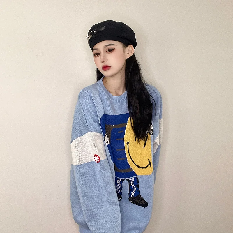 Blue CAVEMPT C.E Cartoon Pattern Sweater Men Woman 1:1 Top Quality Crewneck Jacquard Cav Empt Pullovers winter sweater for men