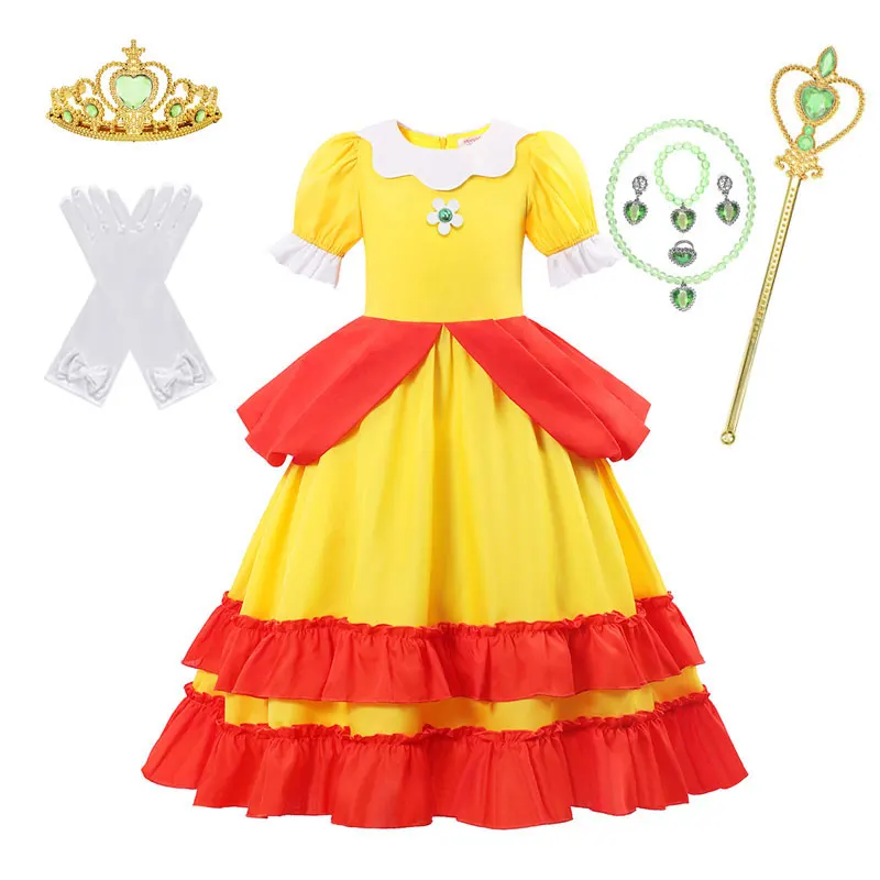thumbnail image 1 of Vestido de princesa melocotón para niña, disfraz de Halloween, ropa de actuación de escenario para niños, trajes de fiesta de Carnaval de cumpleaños, 1 of 5