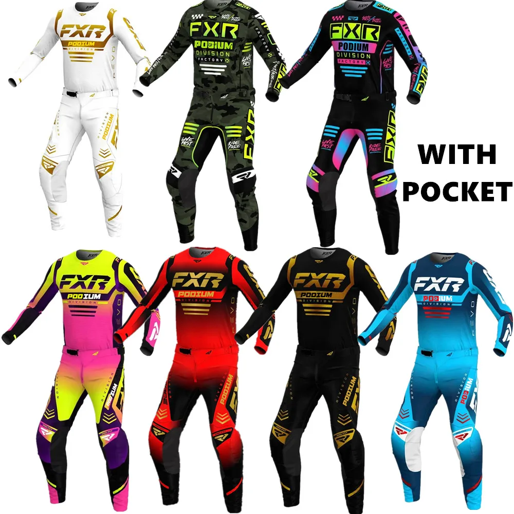 Motocross gear set Podium FXR MX Gear Set Top Motocross Dirt Bike Jersey Set Off Road Motorcycle Combos
