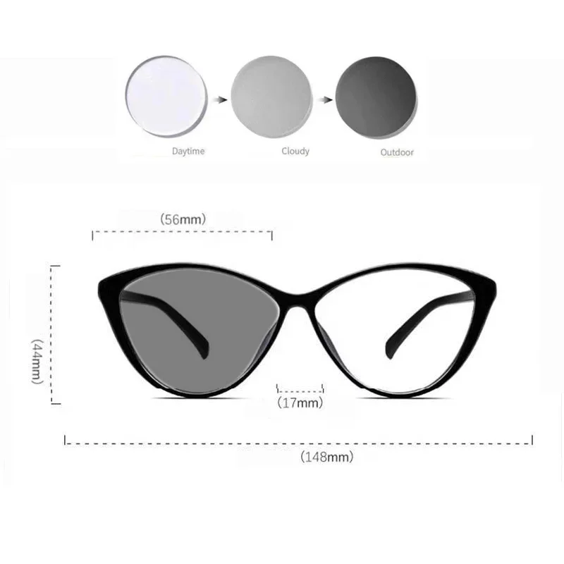 Fashion Color Changing Myopia Glasses Retro Cat Eye Photochromic Minus Sight Eyewear Women Outdoor Sun Shade Diopter Sunglasses