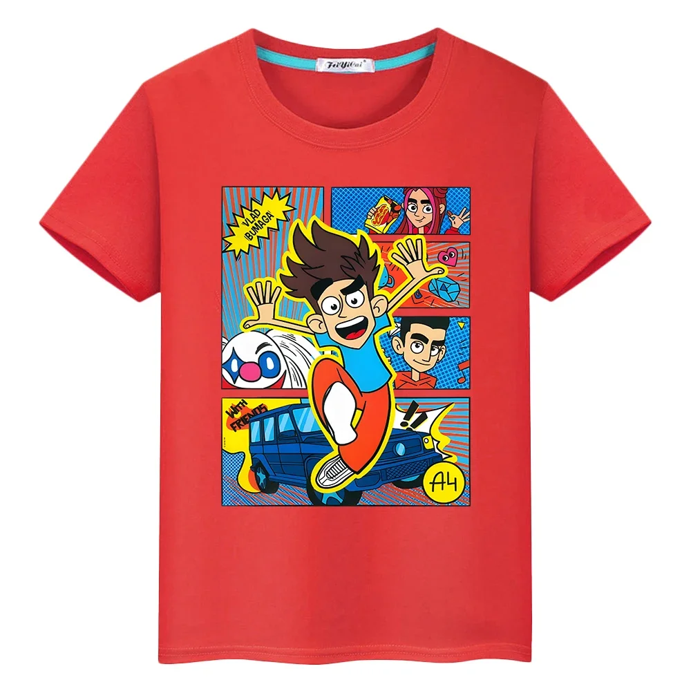 Kawaii Merch A4 Print 100% Cotton T-shirt boys Tops y2k one piece pride tshirt Влад Бумага А4 anime Tees Short kids clothes girl 5