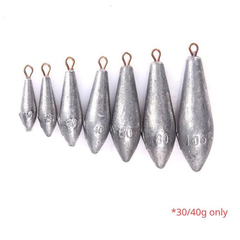Lot de 5 plombs feuille de saule 30g 40g avec anneau et pied long pour pêche des carnassiers
