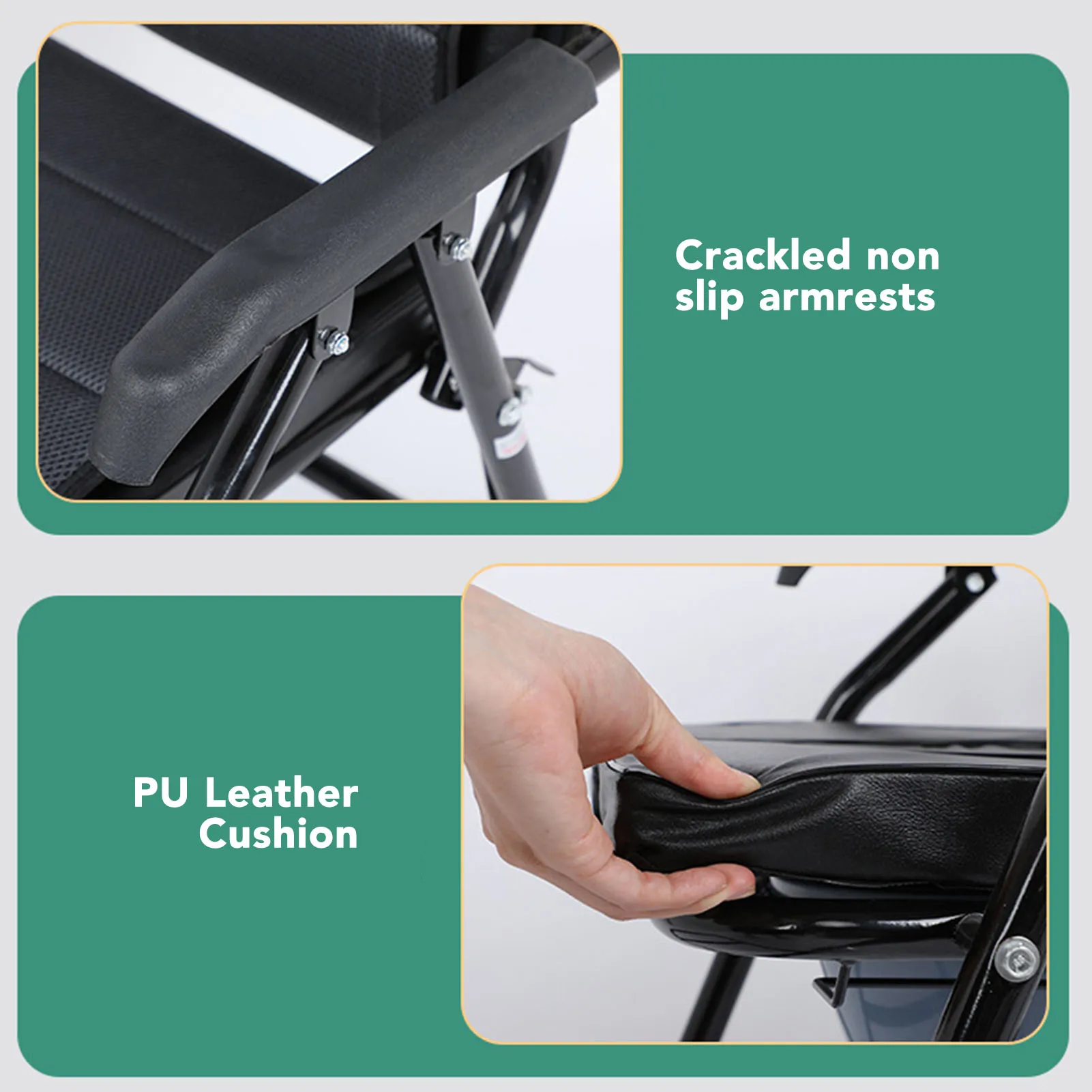 Mobile Potty Chair with Wheels Foldable High Load Bearing Capacity Thickened Toilet Wheelchair for Home Rolling Commode Chair 4