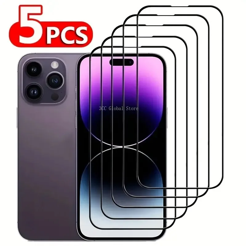 

5 шт., защитное стекло HD для IPhone 11 Pro Max 12 13 Mini 14 Pro 15 Plus
