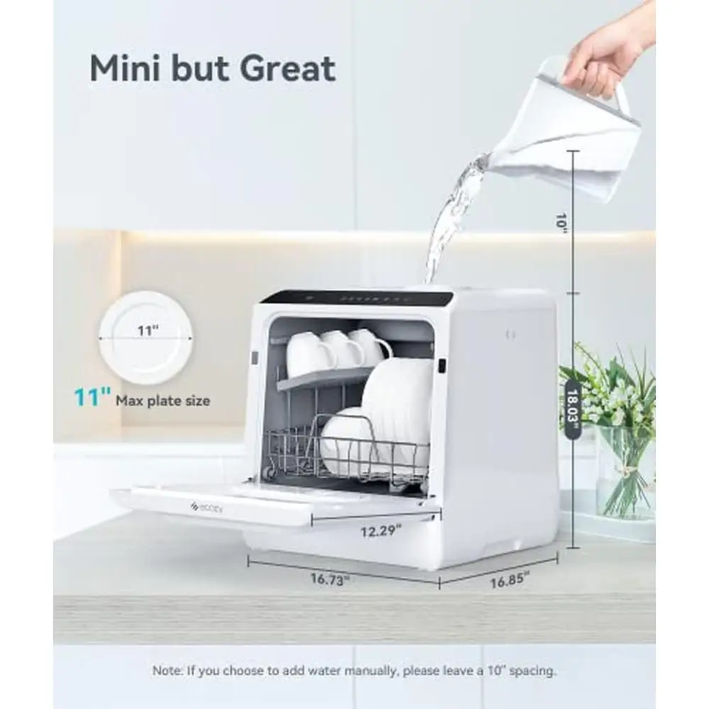 Portable Mini Dishwasher 5L Water Tank 6 Washing Programs Air Drying Countertop Compact Dishwasher Apartments RVs Boats Camping 3