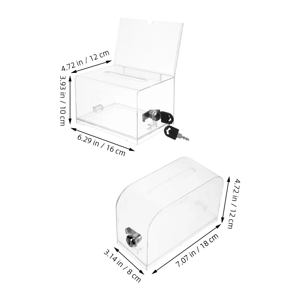 2세트 제안함 아크릴 잠금식 대용량 명함꽂이 사무실 쇼핑몰 전시회 기부함 팁박스