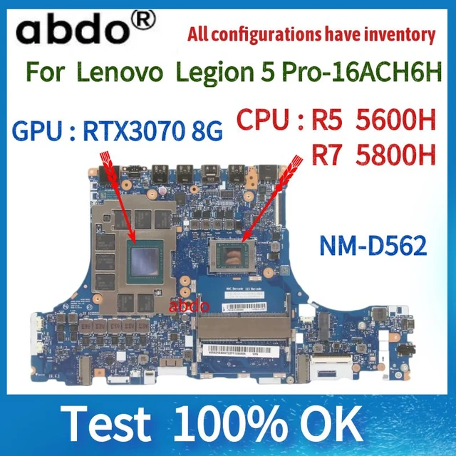 Motherboard For Lenovo Legion 5 Pro-16ACH6H Laptop R5-5600 SWG 6G  5B21B90028