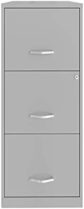 Modern 3 Drawer Metal Vertical File Cabinet with Lock, Letter-Size,Smooth Patented Glide Suspension, in Gray/Navy