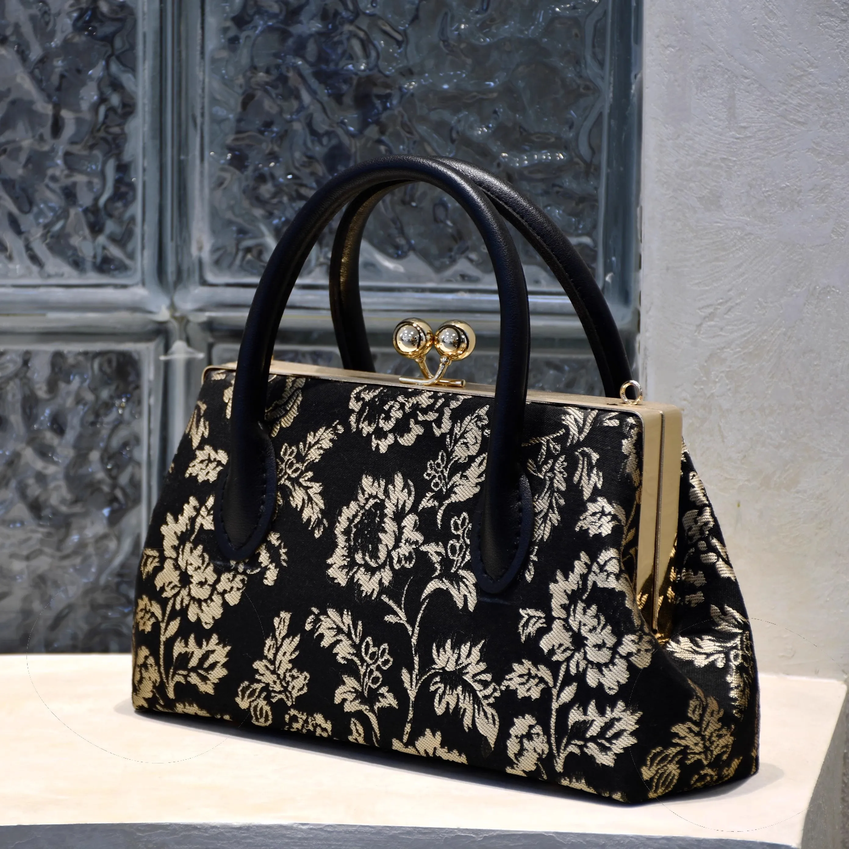 Classic Flowers Top Handle Bags Women's Handbags Purses Vintage Chinese Style Bag Wood Hand Vintage Fashion Bags