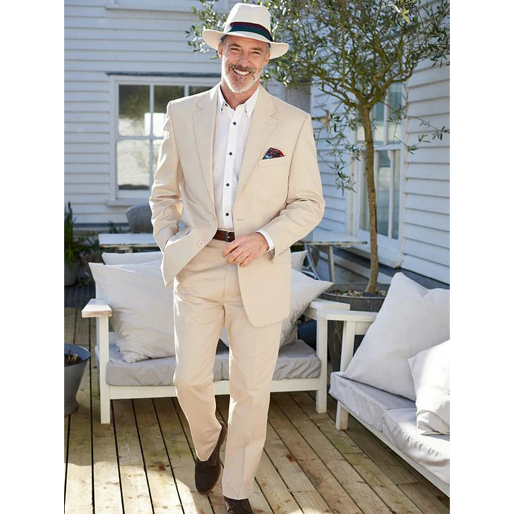 2023 Tailor Made Male Tuxedos For Wedding Notched Lapel Two Buttons 2 Pieces Men Suits Groom Tuxedos Blazer Pants Costume Homme