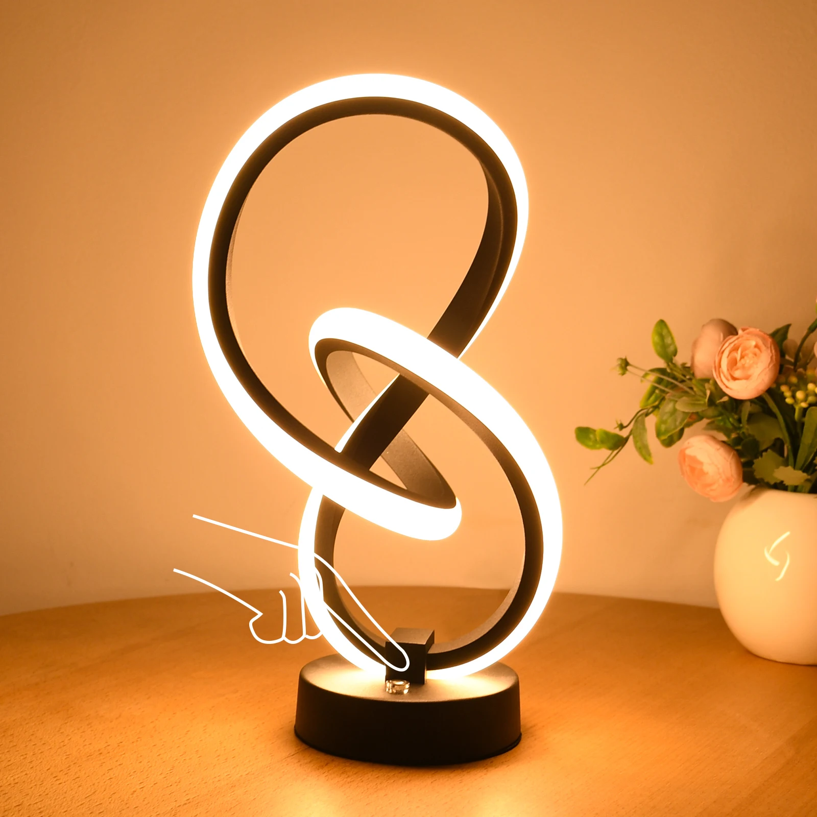 2022-hot-sale-6w-led-black-european-touch-shaped-colorful-desktop-desk-lamp-festive-bedroom-decorative-lighting