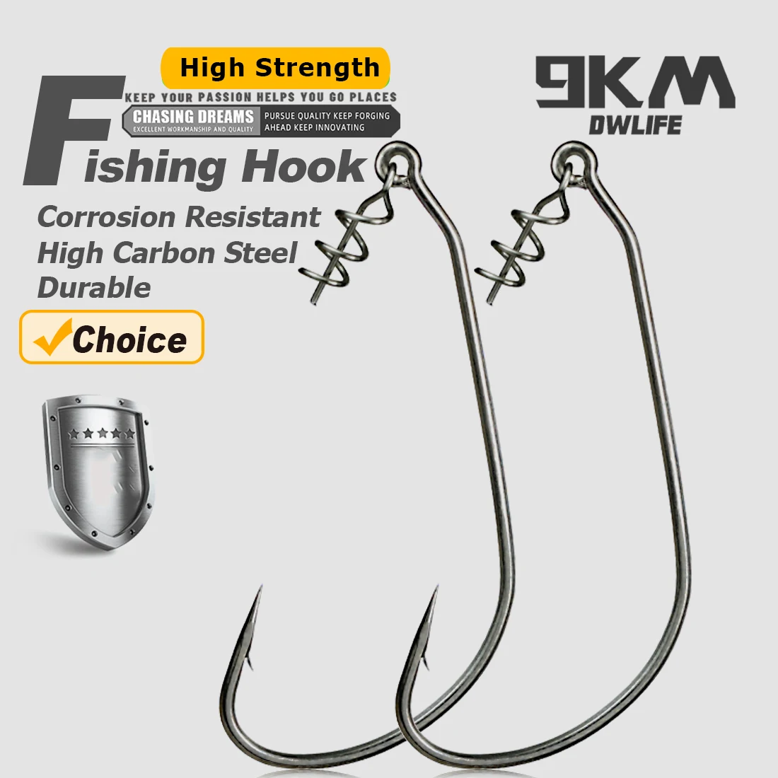 9KM 25~100Pcs Ewg Hooks with Screw Spring Pin with Twistlock for Bass Fishing - Soft Plastic Hooks