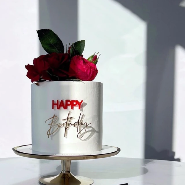 Quadrado redondo flor decoração do bolo de aniversário decoração do bolo de  aniversário decoração do bolo de aniversário feliz aniversário topper -  AliExpress