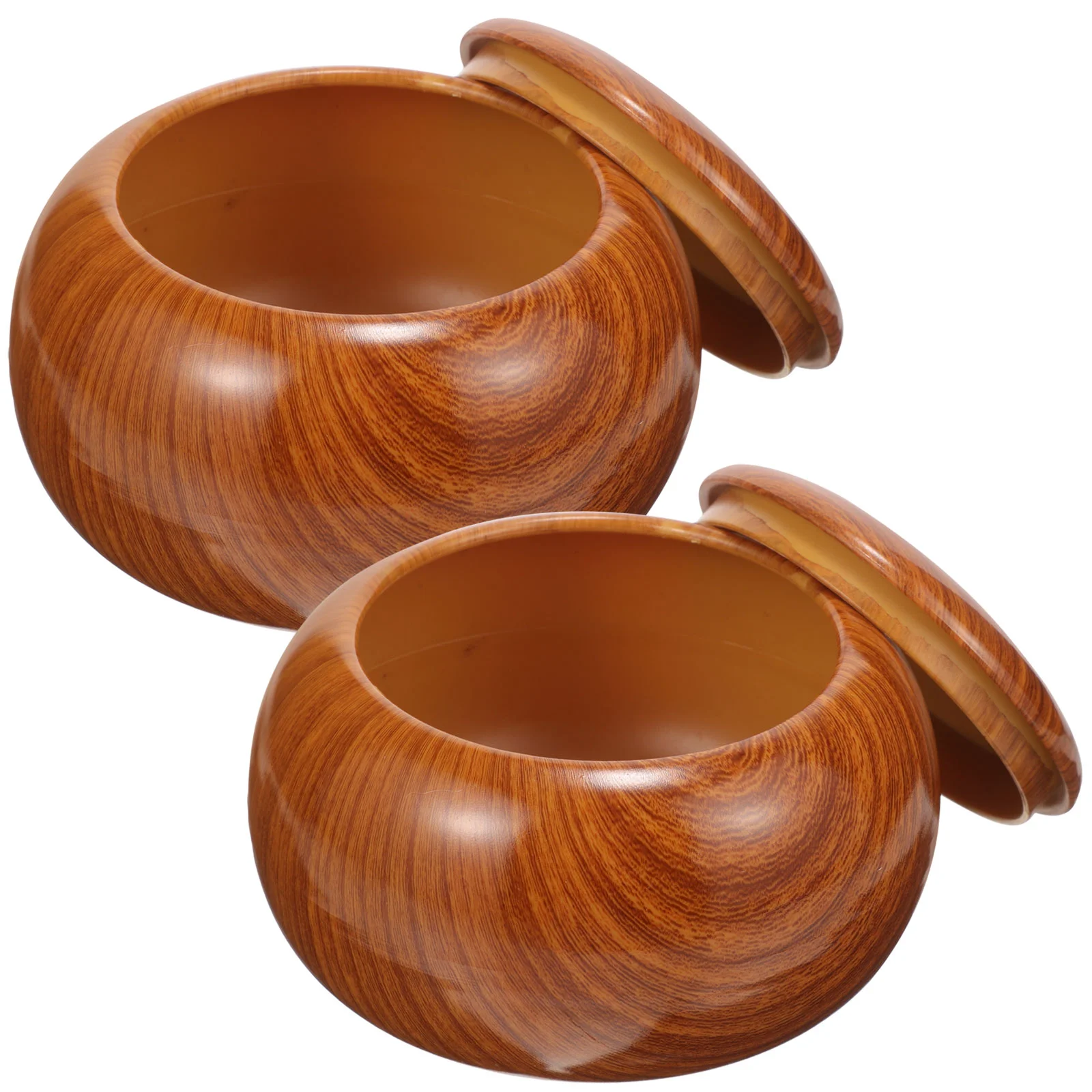 

2 Pcs Go Jar Can Wooden Chess Stones Holder Storage Container Bowl Plastic Student Child
