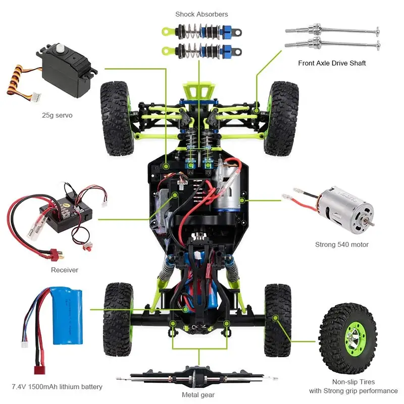 WL 12428 LED Crawler RC 1/12 4WD Tout Terrain Voiture Radiocommandée