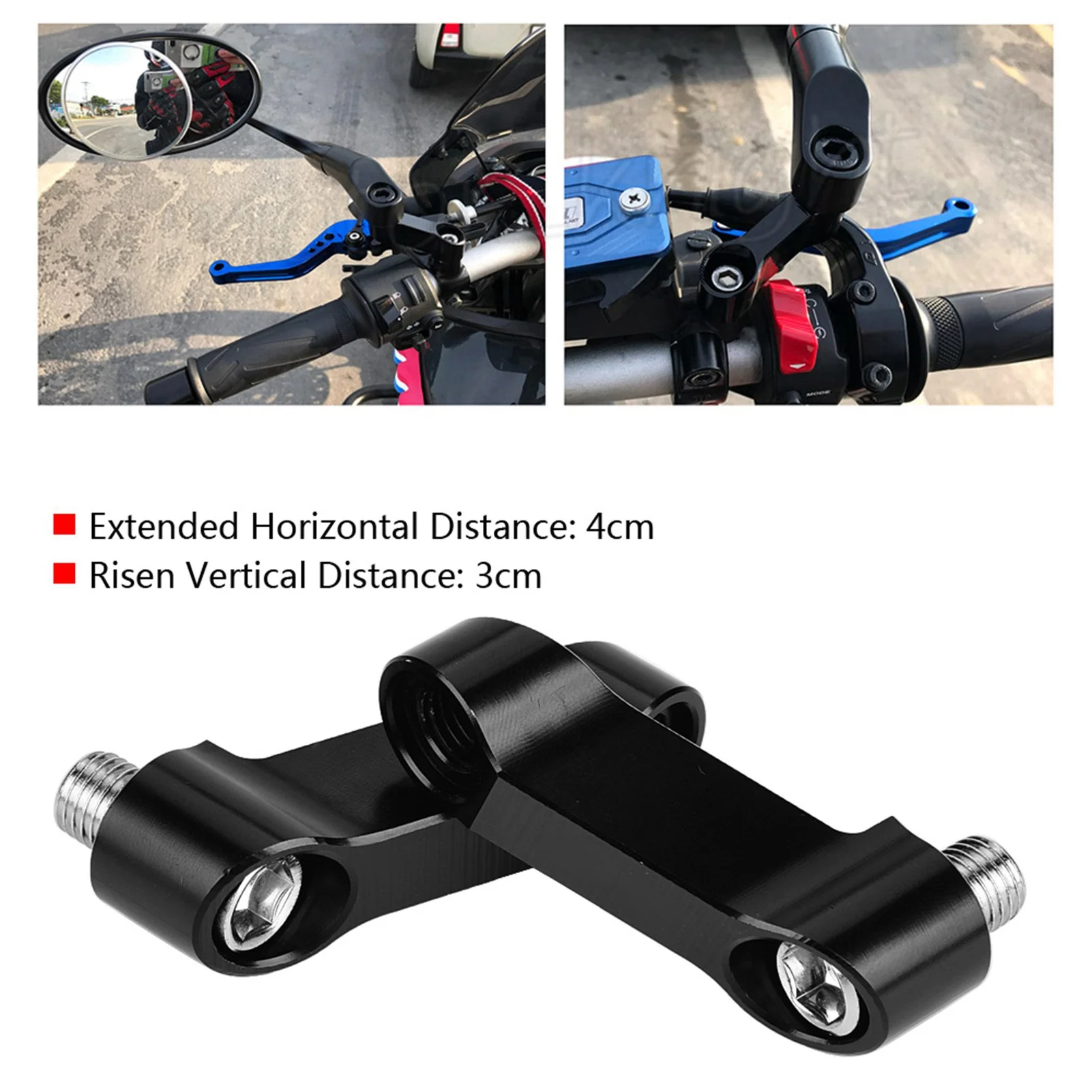 Motorcycle Mirror Adapters 10mm 8mm Motorcycle Rearview Mirror Adapter Kit Riser Mount Extender 8mm Mirror Extender Motorcycle Adapter 10mm