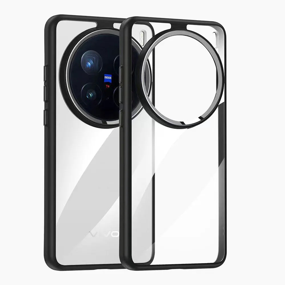 Luxury HD Transparent Shockproof Bumper Case with Clear PC+Metal Frame Protection Cover