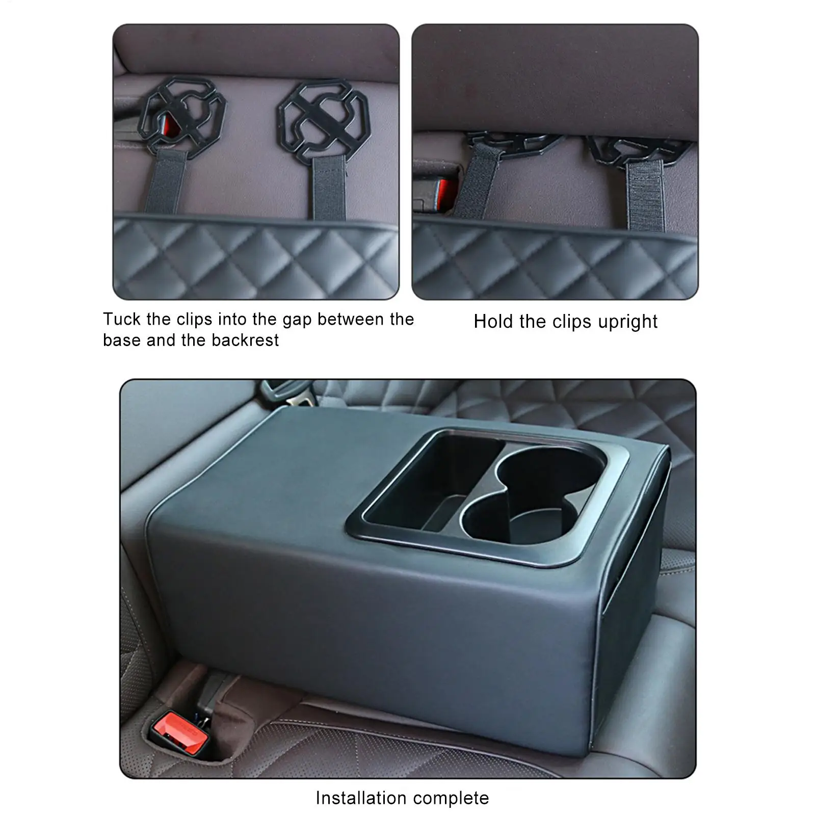 콘솔 컵홀더 리어 유니버셜 컵홀더 자동차 팔걸이 박스 (트럭, SUV, 로드 트립, 여행, 장거리 운전, 가족 여행 활동용)