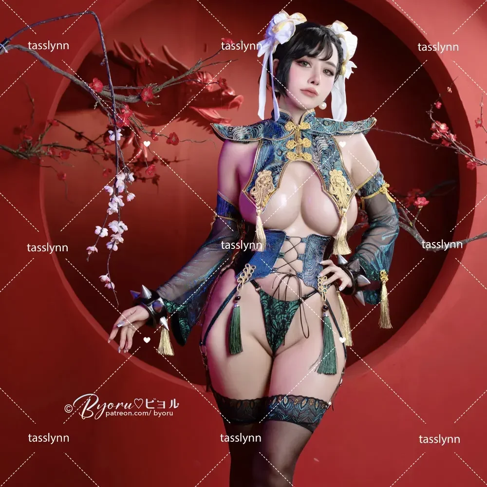 

Games Chun Li Cosplay Costumes Halloween Party Sutorito Faita Blue Short Cheongsam Dress Hanfu Chinese Style Ancient Costume