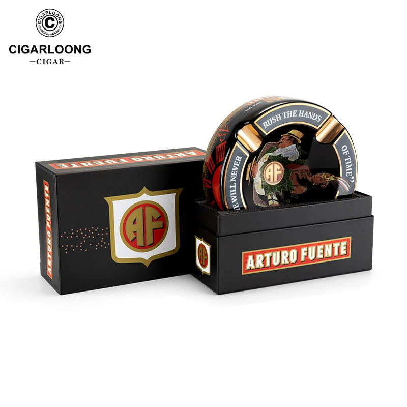 Ceramic Cigar Ashtray with 4 Slots Ash Tray Luxury Round Creative Home Decoration Smoking Accessories for Smoker's Gift CG-24I1 cigarettes ashtray,ceramic ashtray