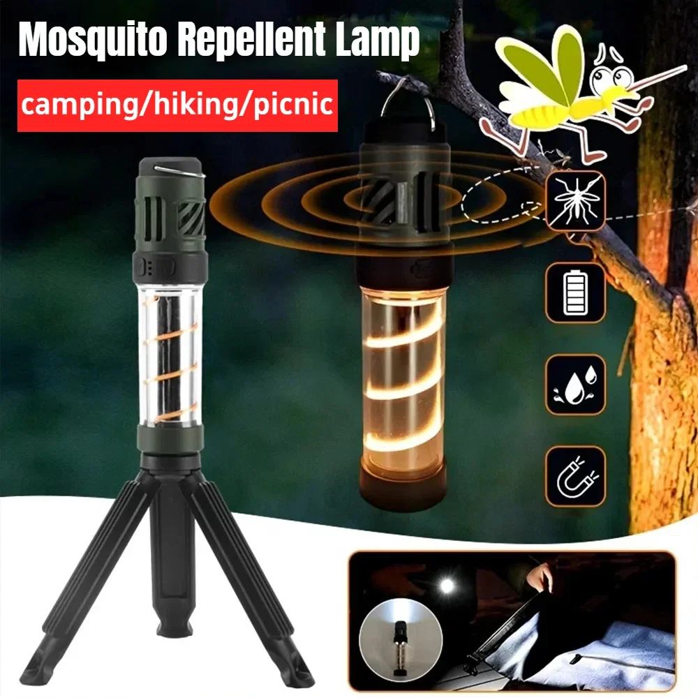 마그네틱 베이스가 있는 모기 퇴치 램프, 충전식 LED 캠핑 랜턴, 야외 및 실내용 휴대용 모기 킬러 라이트 