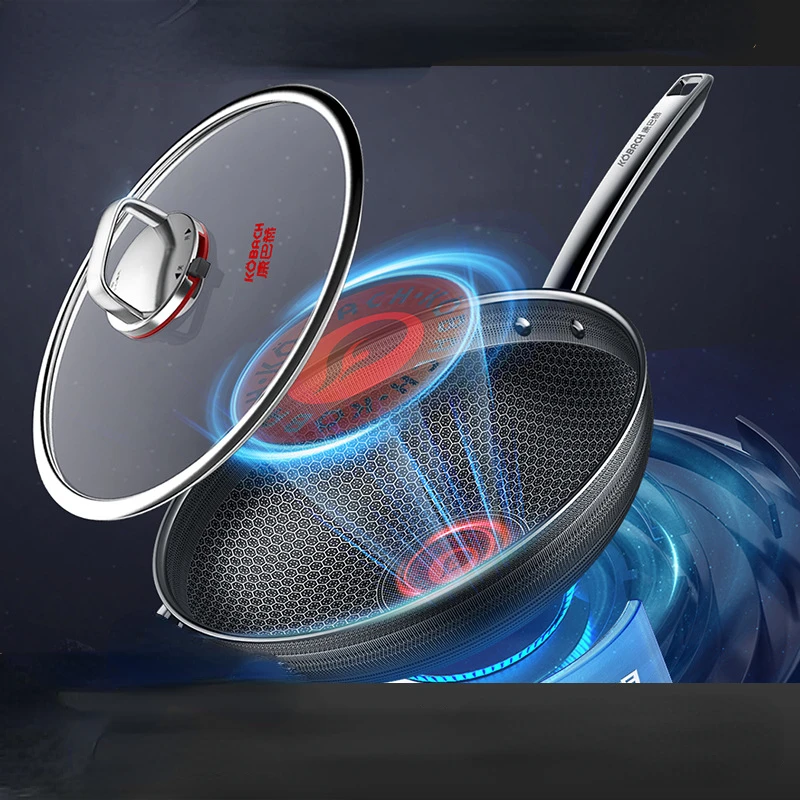 KOBACH wok Nonstick surface stainless steel double frying