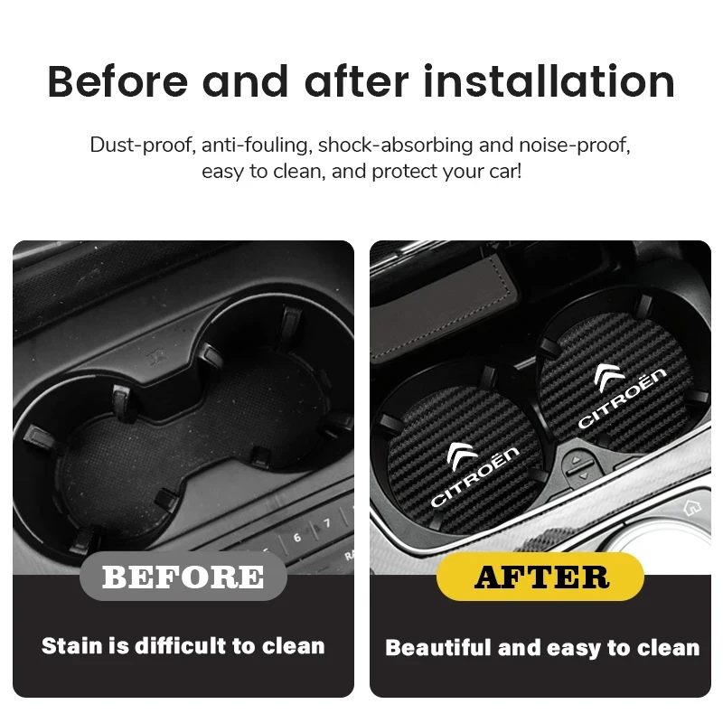 Set of 2 Carbon Fiber Car Cup Holder Coasters