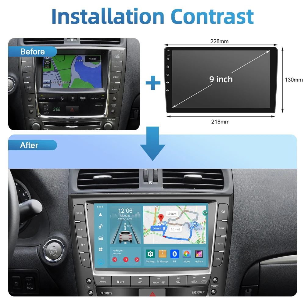 Podofo 2din Android Car Radio For Lexus IS250 2006-2012 6G+128G Carplay Stereo Player Autoradio WIFI GPS Navigation FM/RDS