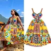 Dress Women Long Dresses Sling Strapless Sleeveless Print Floral A Line Vestidos Streetwear Elegant Splice Y2k High Waist Party
