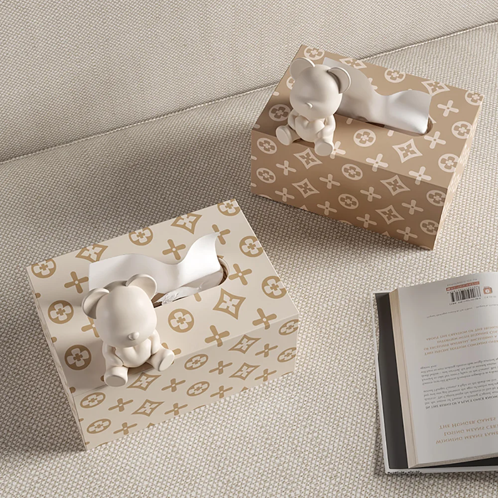 Luxury Tissue Box Cute Teddy Bear Ornaments Creative Household Tissue  Container Fashion Paper Towel Box Home Kitchen Decor - AliExpress