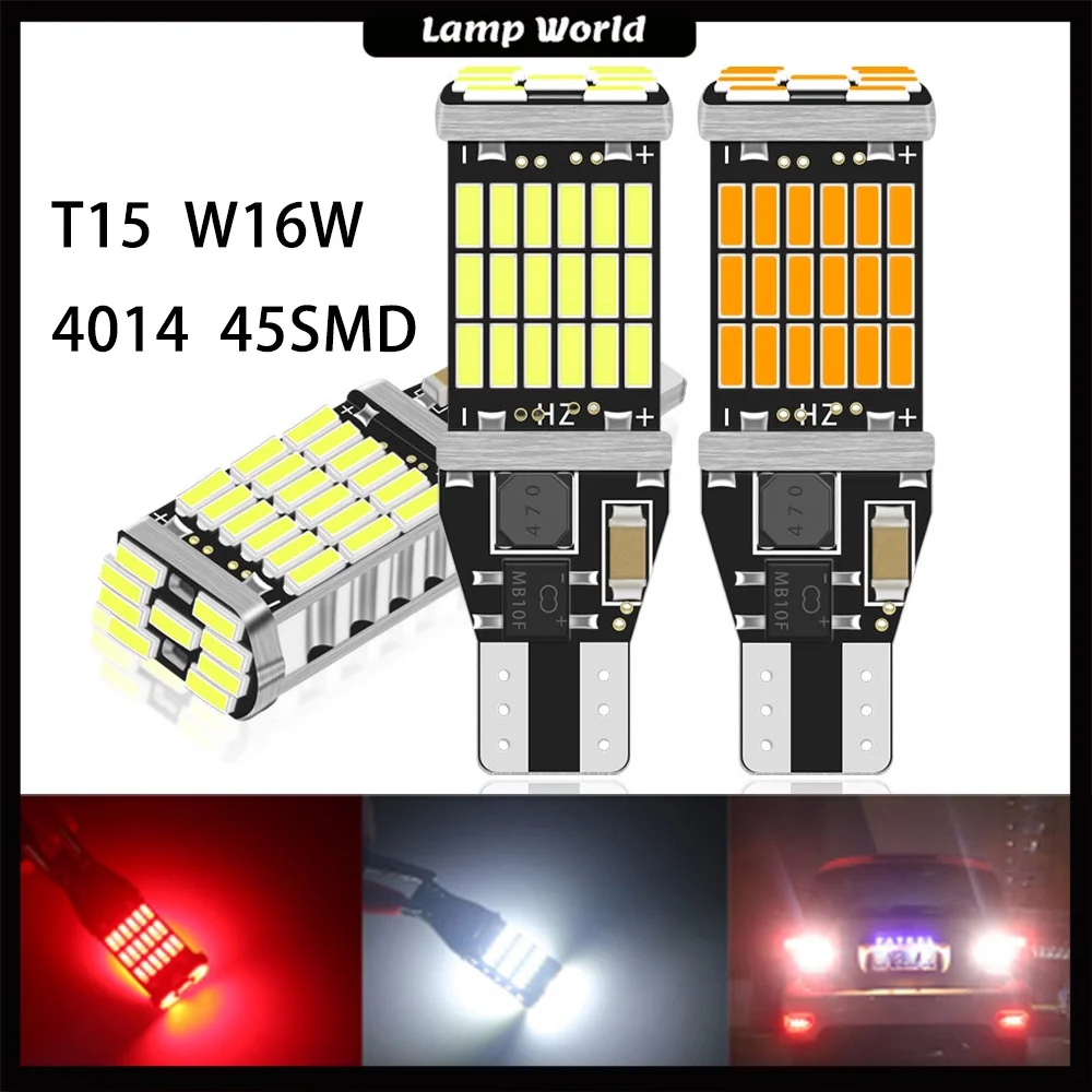 T15 W16W 921 912 T16 902 LED 전구, 고출력 45 개 4014SMD 아주 밝은 1200LM 자동차 후진 라이트 화이트 교체, 2 개 