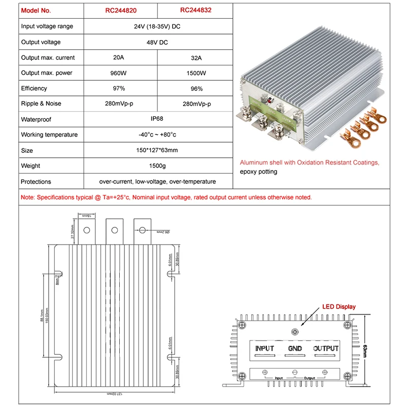 10A 15A 20A 32A Boost DC-DC Converter