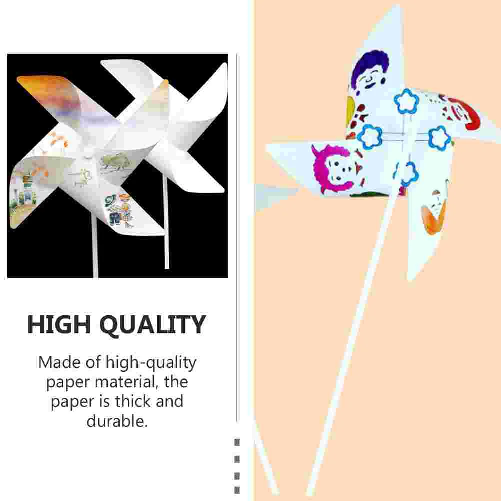 Children's Windmill Pinwheels DIY Drawing Decorate Graffiti Paper Windmills Painting Coloring Funny 12 Pcs