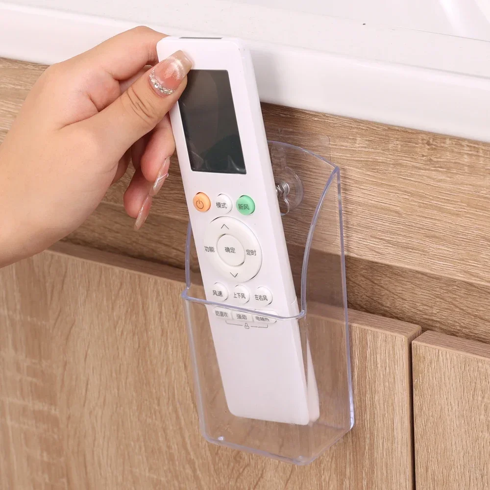 5/1Pc Wall Mounted Storage Box Acrylic TV Air Conditioner Remote Control Holder Multi-function Transparent Storage Box with Hook 4