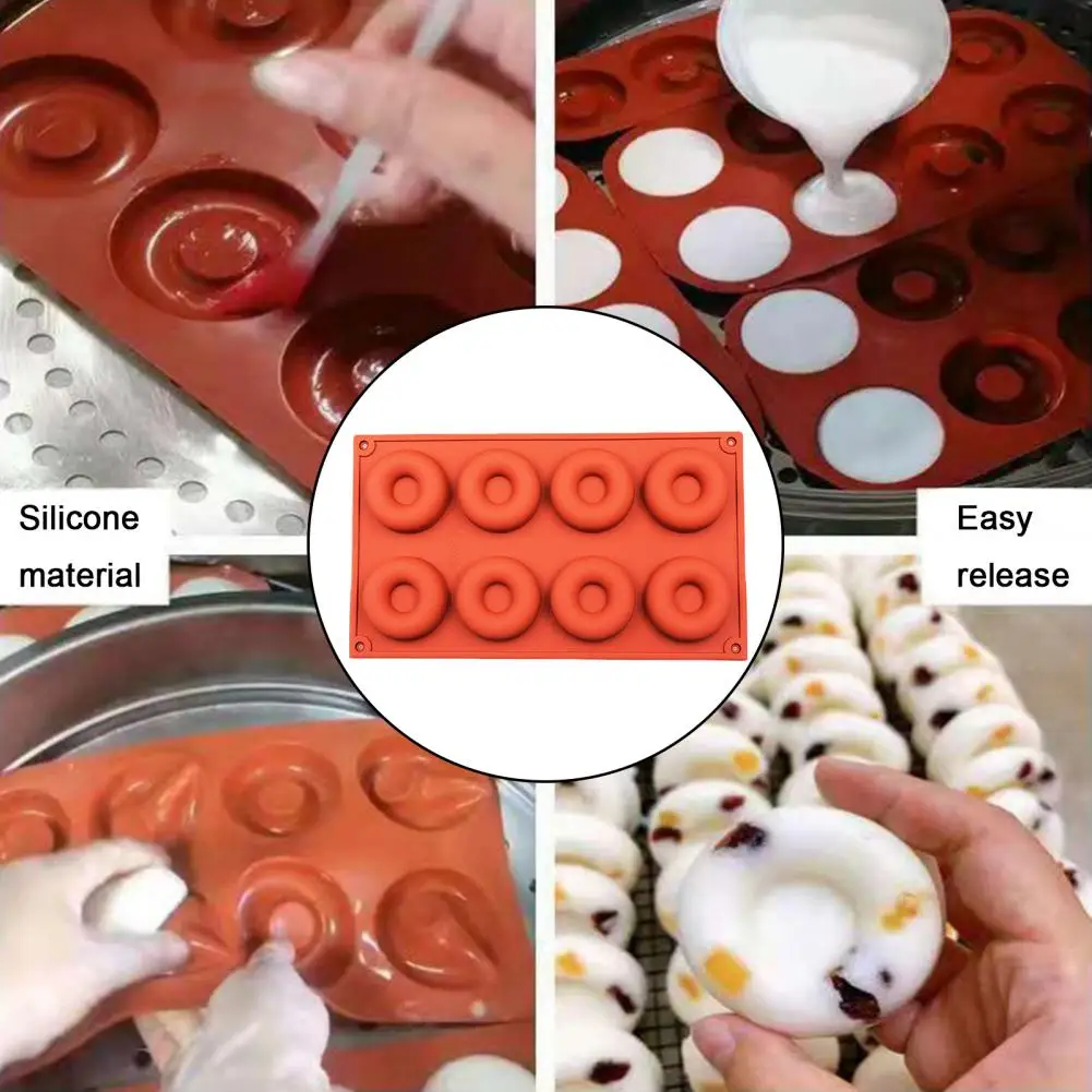 

Non-stick Cake Mold Non-stick Silicone Doughnut Mold for Home Baking 6/8 Grids Cake Mold Donut Pan Set Flexible for Kitchen