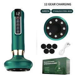 Electric Vacuum Cupping Massager for Anti-Cellulite Therapy and Body Slimming (Green-Steel Head)