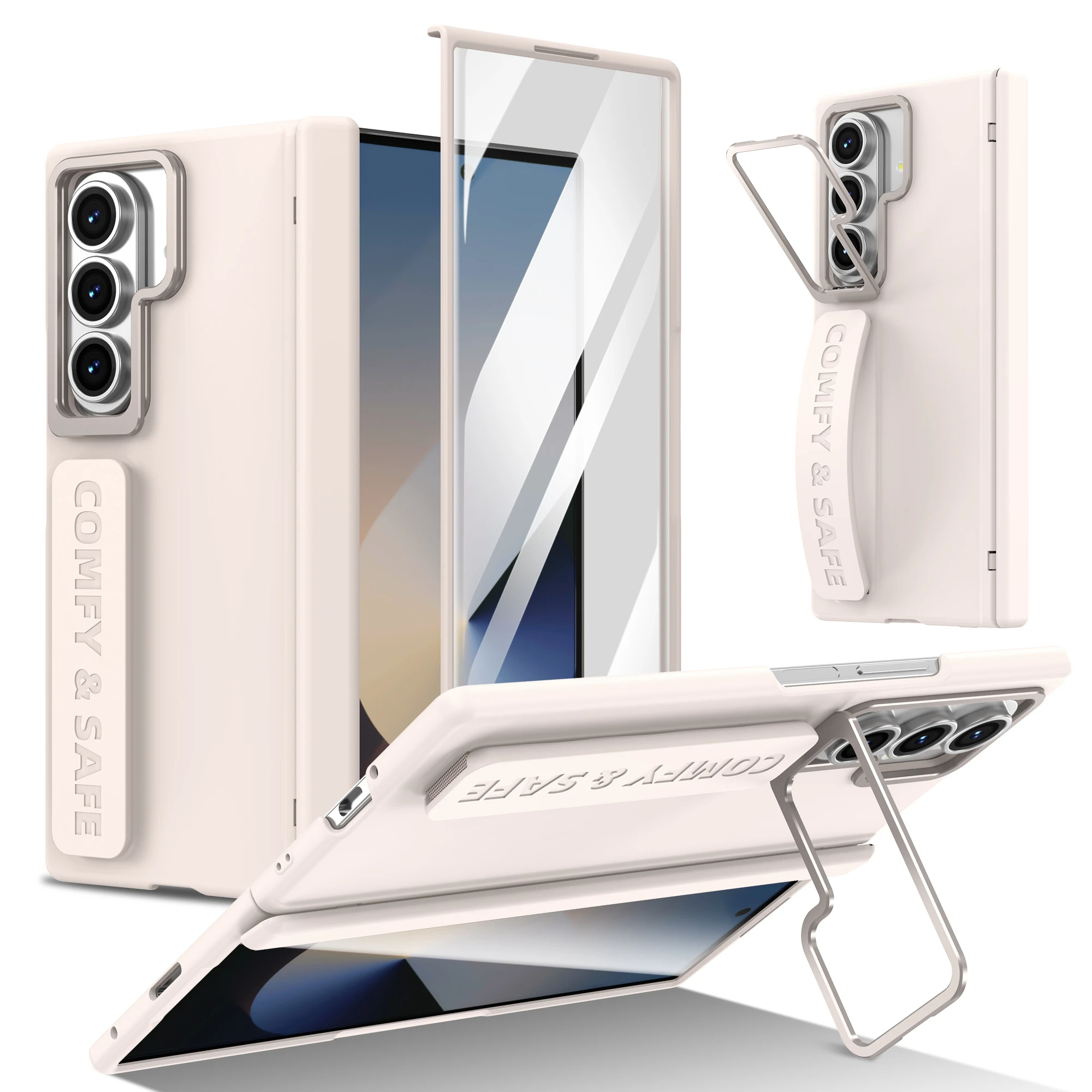 Ultra-Durable Folding Phone Case with Hidden Stand & Wristband - Featuring Rotating Kickstand and Hinge Protection