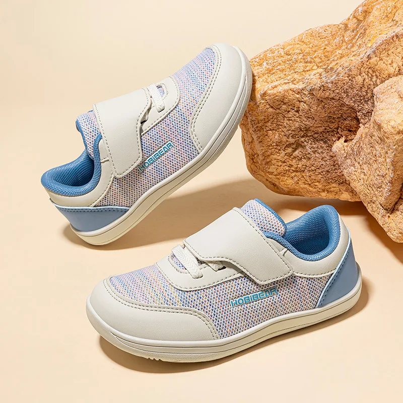 Kids Minimalist Barefoot Sneakers - Breathable Wide Toe Hook Loop Casual Shoes