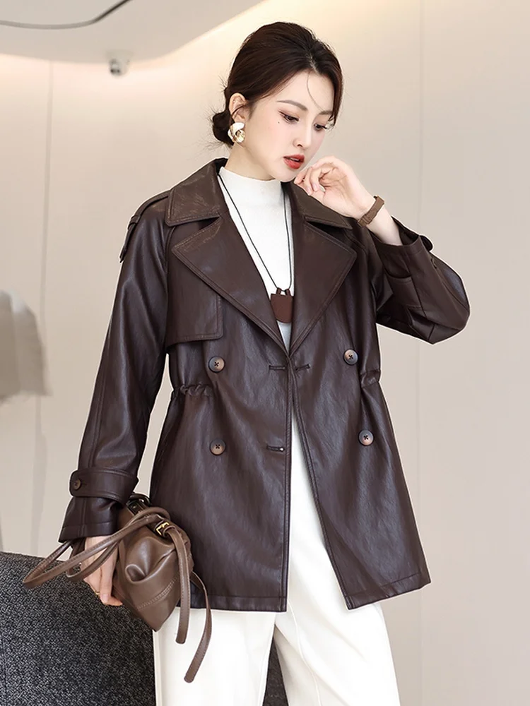  Ning Genuine Leather Coat Women's Mid-Length 2025 New Spring Autumn High-End Casual Slim-Fit Windbreaker Sheepskin Jacket