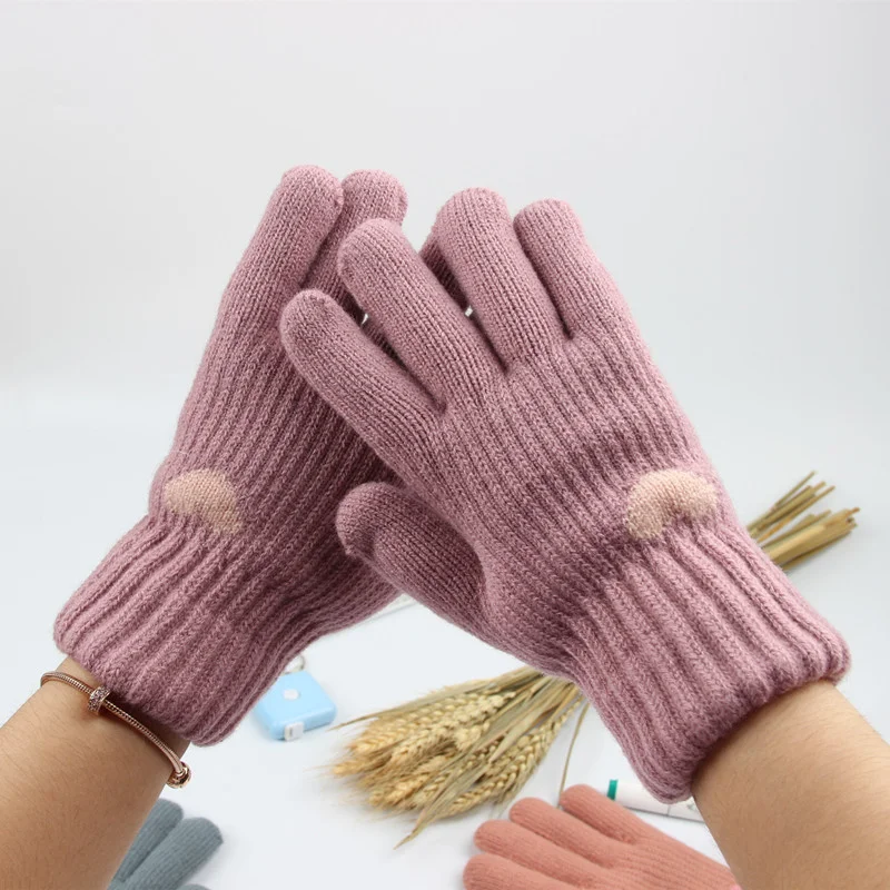 

Winter Warm Knitted Full Finger Gloves Men Solid Touch Screen Mittens Women Thick Warm Cycling Driving Gloves