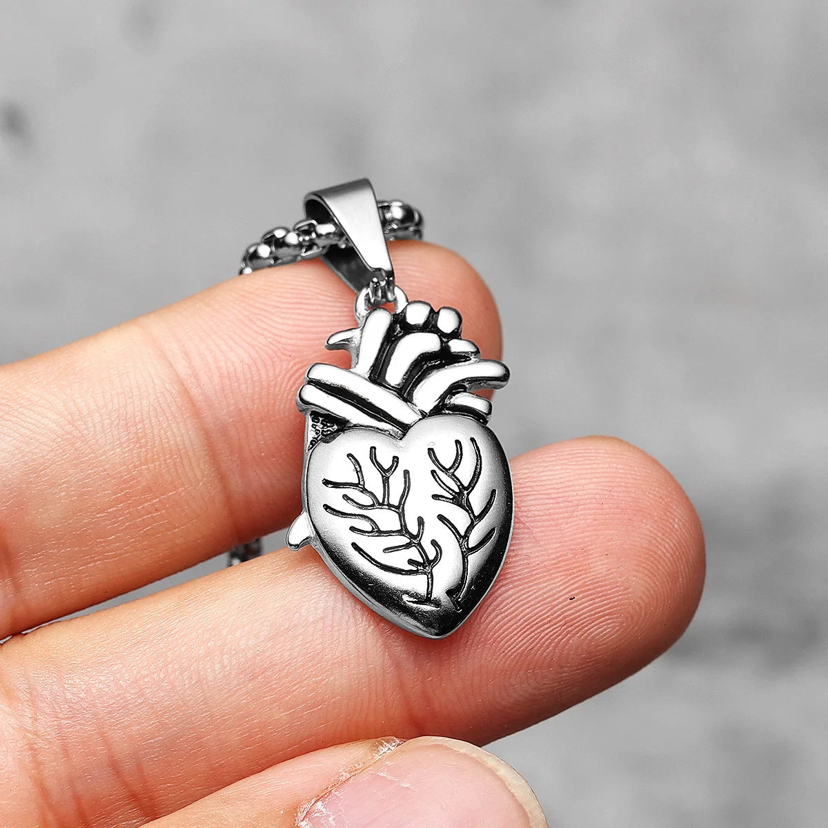 Anatomical Heart Pendant Necklace Gothic Collares Couples