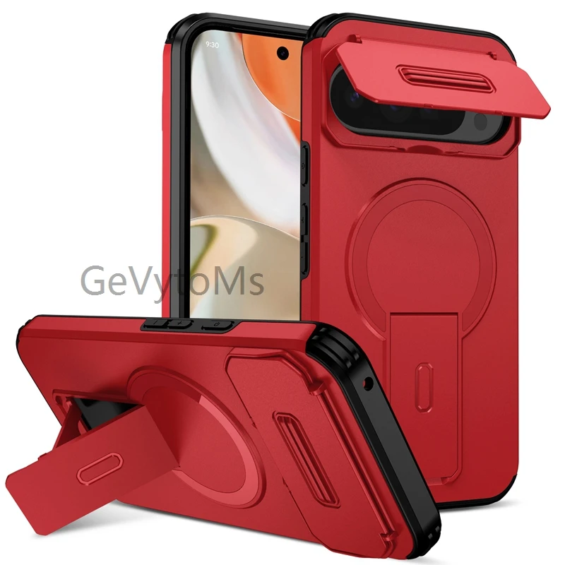 Rugged Military-Grade Kickstand Case with Lens Cover & Magnetic Car Holder