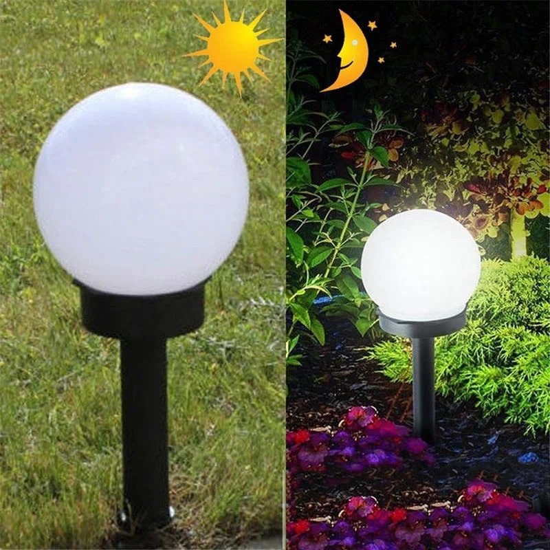 Lampe LED Solaire Imperméable à Ampoule Ronde, Éclairage d'Extérieur, Luminaire Décoratif de Paysage, Idéal pour une Pelouse, un Jardin, une Cour ou une Rue, 1/2 Pièces