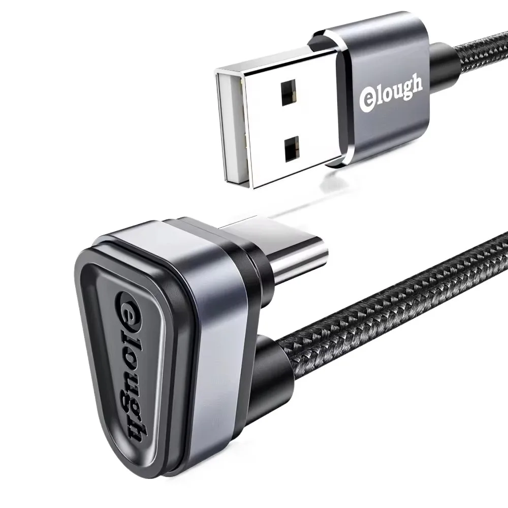 2.4A Hızlı Şarj USB Tip C Kablosu 180 Derece Açılı Hızlı Telefon Şarj Veri Kablosu 90 Derece Dirsekli Samsung Xiaomi Redmi için