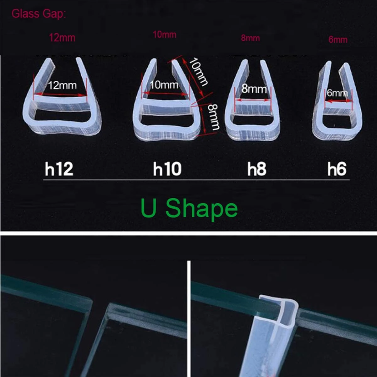 h/f/u/corner Shape Glass Seal Strip Silicone Bath Shower Weather Strips Draft Stopper for Door Window 6-12mm 2M door seal strip sealing strip tape window seal strip sealing tape rubber seal strip rubber door weatherstripping door draft stopper shower door seal silicone seal strip door weatherstripping rubber shower seal sealing strip shower water barrier waterproof tape