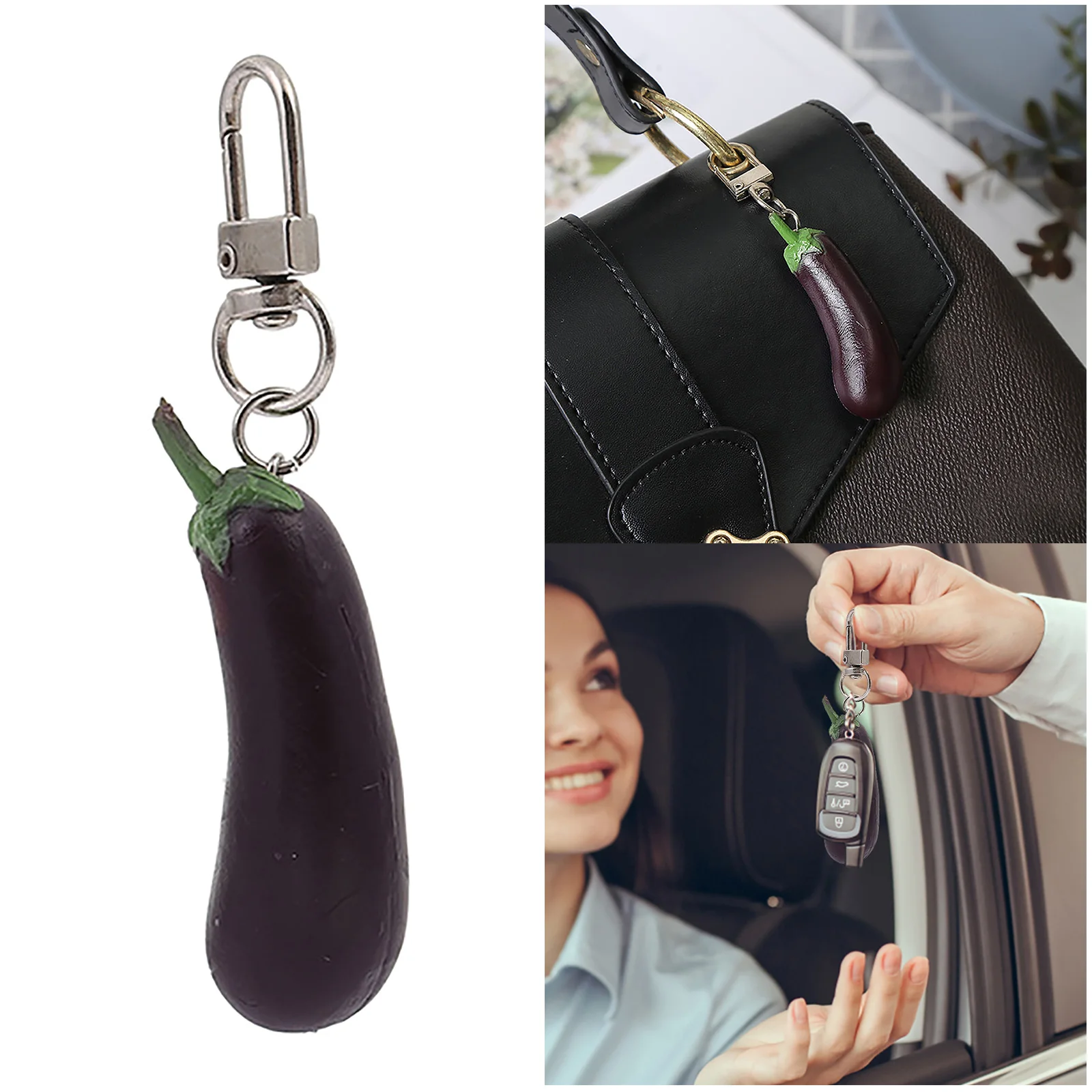 Perfect Quality Simulation Of Eggplant Keychain Vegetable Car Bag Pendant Simulation Mini Ball Necklace Decora&ccedil;&atilde;O Para Casa
