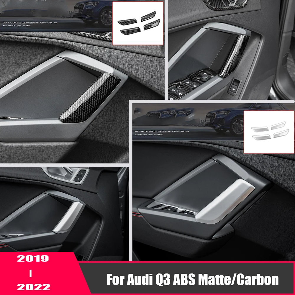 

ABS матовое/углеродное волокно LHD для Audi Q3 2019-2022, внутренний подлокотник для двери автомобиля, Декоративная полоса, Обложка, отделка, аксессуары для стайлинга автомобиля